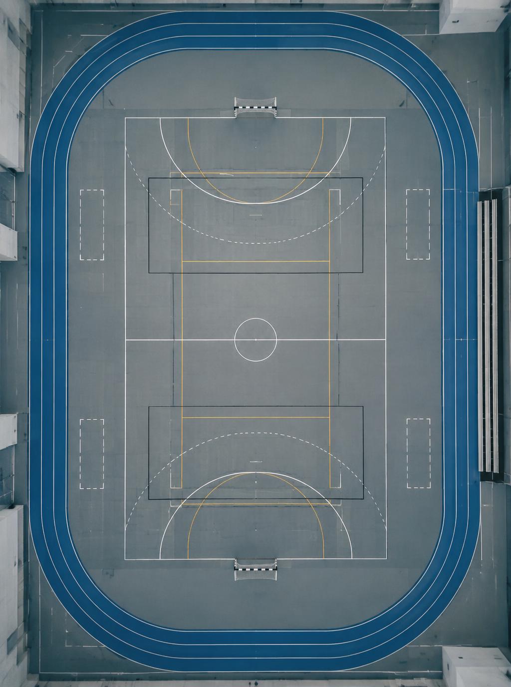 Multi-sport arena floor from above